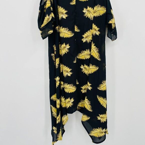 Disney Beauty and the Beast Large Black & Gold Feather Cold Shoulder Mini Dress - Picture 9 of 10